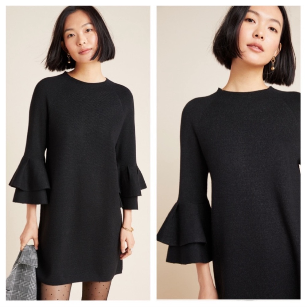 Anthropologie Claudette Ruffled Sweater Dress